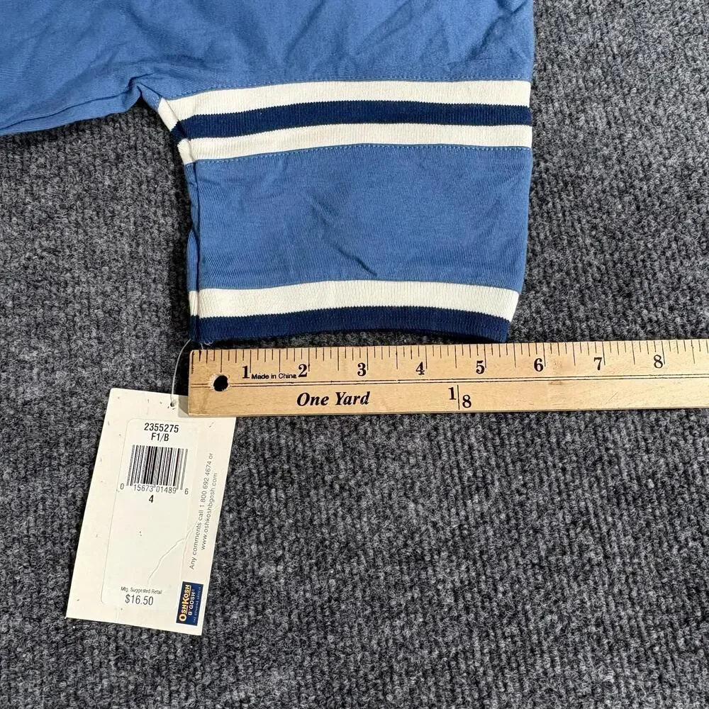 OshKosh B'gosh Shirt Boys 4 Blue Ringer Rhino Lake Sports Camp Graphic Tee